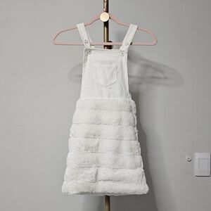 Hayden Girls White Corduroy and Faux Fur Dress
